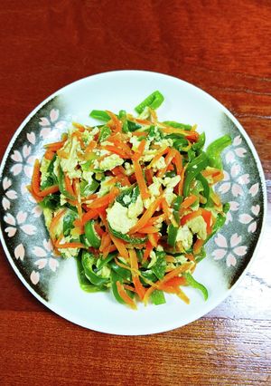 ピーマンとにんじんの中華風たまごとじ-レシピのメイン写真