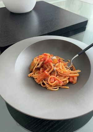 茄子ベー玉トマパスタ-レシピのメイン写真