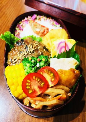 ニラとひじきのつくねバーグ弁当♡-レシピのメイン写真