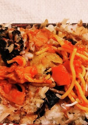 “のり弁スパゲティー&竹輪の磯辺揚げ丼”-レシピのメイン写真
