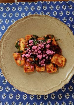 ヨウサマの減塩豆腐のニラ&甜麺醤のせ-レシピのメイン写真