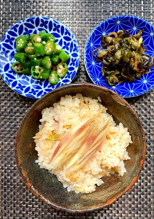 茗荷と生姜の炊き込みご飯-レシピのメイン写真