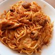 キャベツと鶏モモのトマトパスタ