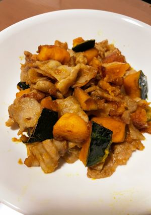 豚肉とカボチャの甘醤油炒め-レシピのメイン写真