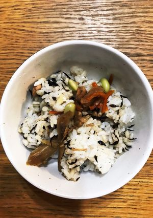へたくそパパ→老婆差し入れ飯　ひじきご飯-レシピのメイン写真