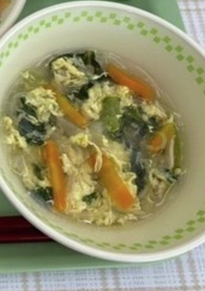 ≪学校給食≫青梗菜とたまごの春雨スープ-レシピのメイン写真
