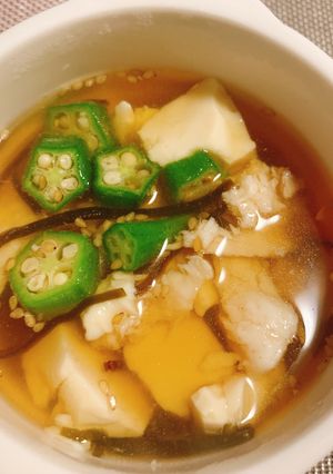 オクラと豆腐と塩昆布のスープ-レシピのメイン写真
