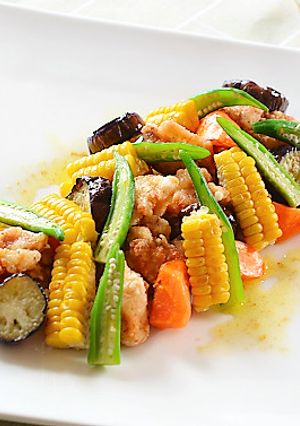 鶏のから揚げと温野菜のパワーサラダ♪-レシピのメイン写真