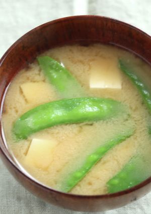 木綿豆腐と絹さやの味噌汁-レシピのメイン写真