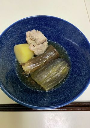 丸ごとなすと鶏肉の煮物（パナ電圧・炊飯器-レシピのメイン写真