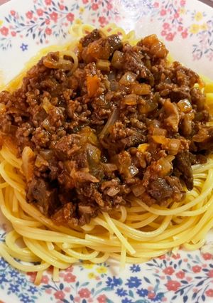 牛すじ入りミートスパゲティ-レシピのメイン写真