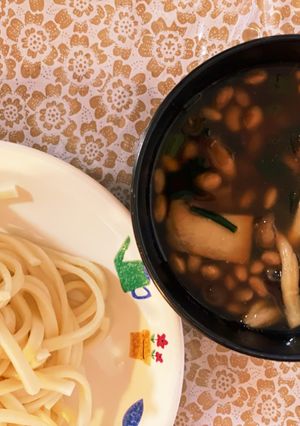 キノコと納豆のつけ麺うどん-レシピのメイン写真