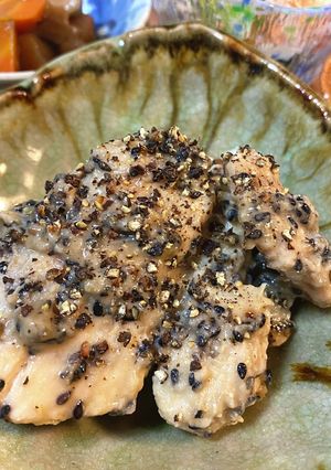 鶏胸肉　練りゴマと炒りゴマ味噌胡椒焼き　-レシピのメイン写真