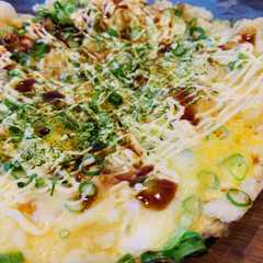 รูปของ サクサク油揚げと卵のお好み焼き