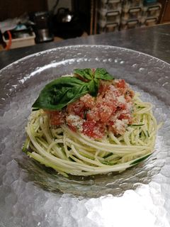 ズッキーニのパスタ風 トマトサラダ-レシピのメイン写真