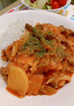 トマトジュースで♪きのこハヤシライス-レシピのメイン写真