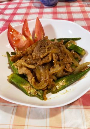 【相性抜群】豚肉とオクラのカレー炒め-レシピのメイン写真