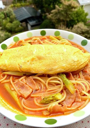 オムレツトマトスープパスタ-レシピのメイン写真