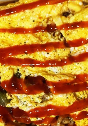 油控えめワンパン簡単オムナポリタン-レシピのメイン写真