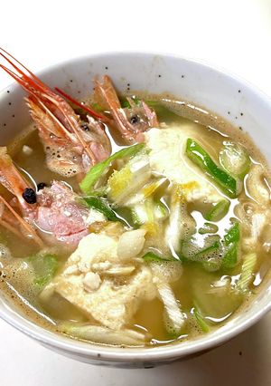 海老の頭とふあふあ豆腐の濃厚お味噌汁-レシピのメイン写真