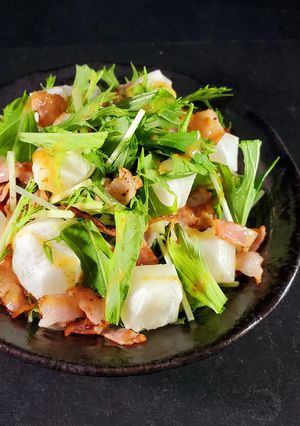 ベーコンと水菜の餅サラダ-レシピのメイン写真