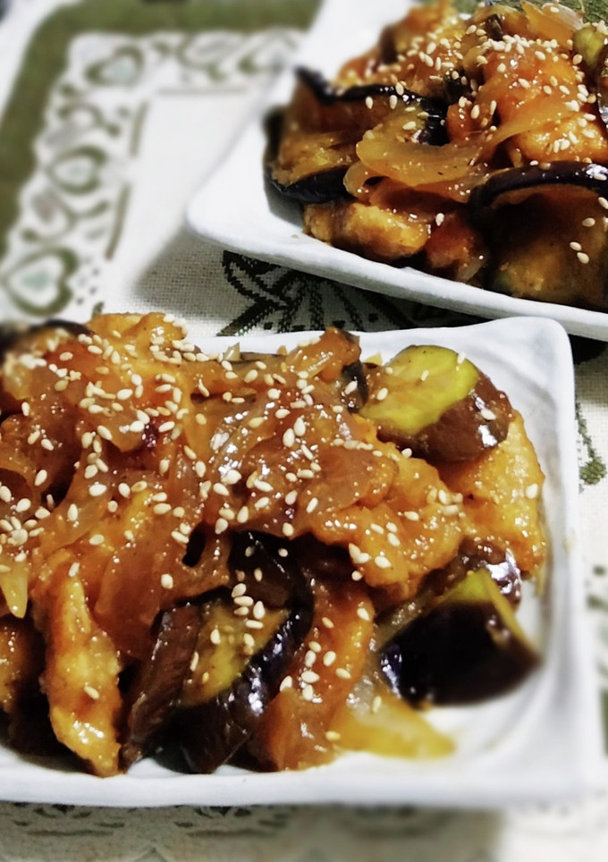 ナスと玉ねぎで！鶏の生姜焼き風-レシピのメイン写真