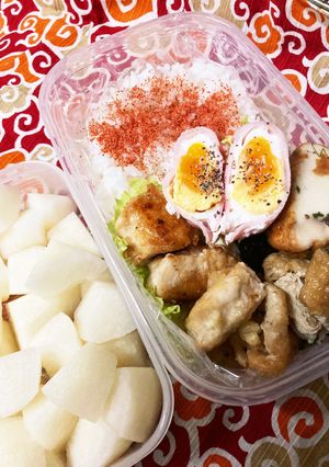2022/9/16 鶏むねマヨ麺つゆ弁当-レシピのメイン写真