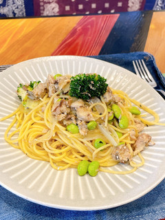 鯖缶と枝豆の和風パスタ-レシピのメイン写真