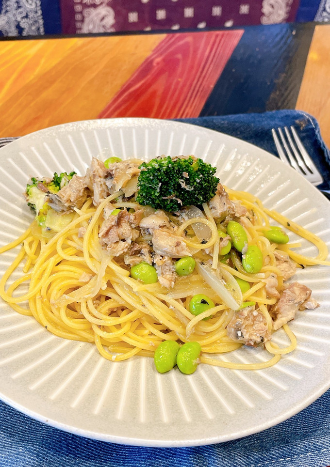 鯖缶と枝豆の和風パスタ-レシピのメイン写真