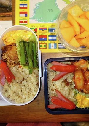 エビチリ ポテサラ 唐揚 鶏五目御飯弁当-レシピのメイン写真