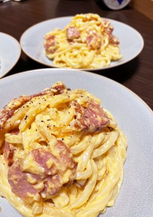濃厚！カルボナーラうどん-レシピのメイン写真