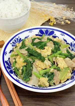 麺つゆで簡単＊豚肉と小松菜のとろみ炒め＊-レシピのメイン写真