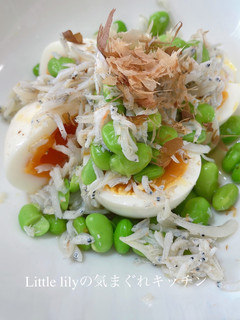 半熟卵と枝豆と雑魚の和物-レシピのメイン写真
