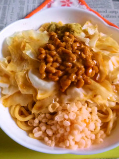 醤油うどん風冷やしうどん81納豆キャベ2-レシピのメイン写真