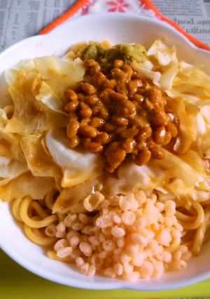 醤油うどん風冷やしうどん81納豆キャベ2-レシピのメイン写真
