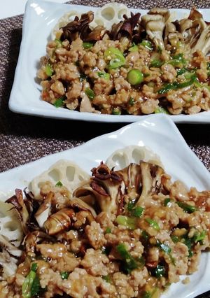 舞茸とレンコンの鶏餡かけ-レシピのメイン写真