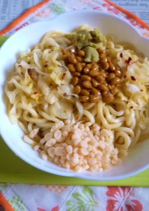 醤油うどん風冷やしうどん82納豆キャベ3-レシピのメイン写真