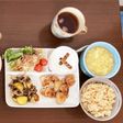 朝食❀鶏肉と秋を感じるキノコプレート 案