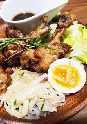 香味ダレでアレンジ唐揚げ&シラタキナムル-レシピのメイン写真