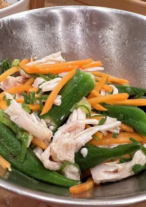 おくらと鶏ハムのねぎ塩和え-レシピのメイン写真