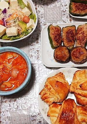 手作りパンと肉詰め☆夜ご飯メニュー 案-レシピのメイン写真