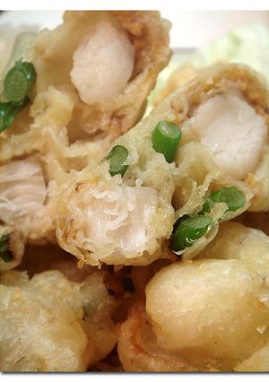 大蒜の芽 ♪ベビーホタテ♪ かき揚げ-レシピのメイン写真