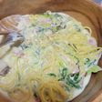 鍋の余り物パスタ チーズクリームソース