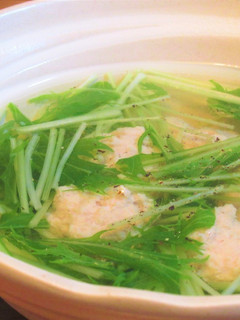 鶏ひき肉と水菜のあっさり白だしスープ-レシピのメイン写真