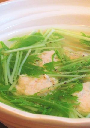 鶏ひき肉と水菜のあっさり白だしスープ-レシピのメイン写真
