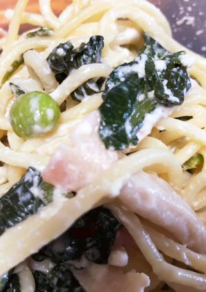 小松菜のクリームパスタ-レシピのメイン写真