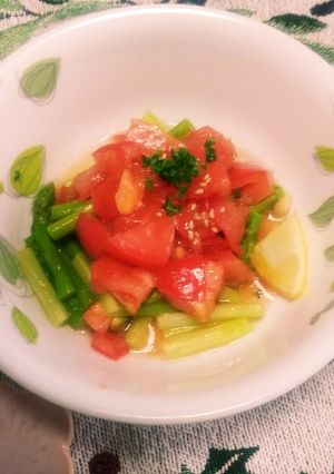 グリーンアスパラにトマトドレッシングon-レシピのメイン写真