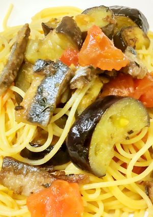さんまと野菜のパスタ-レシピのメイン写真