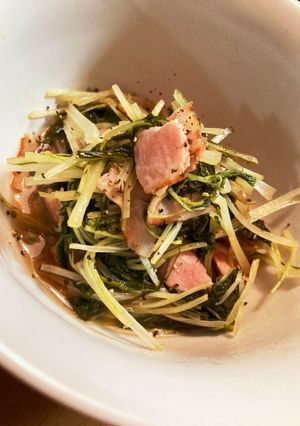 【ホットクック】水菜とベーコンポン酢炒め-レシピのメイン写真