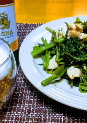 空芯菜とニンニクのエスニック風炒め-レシピのメイン写真